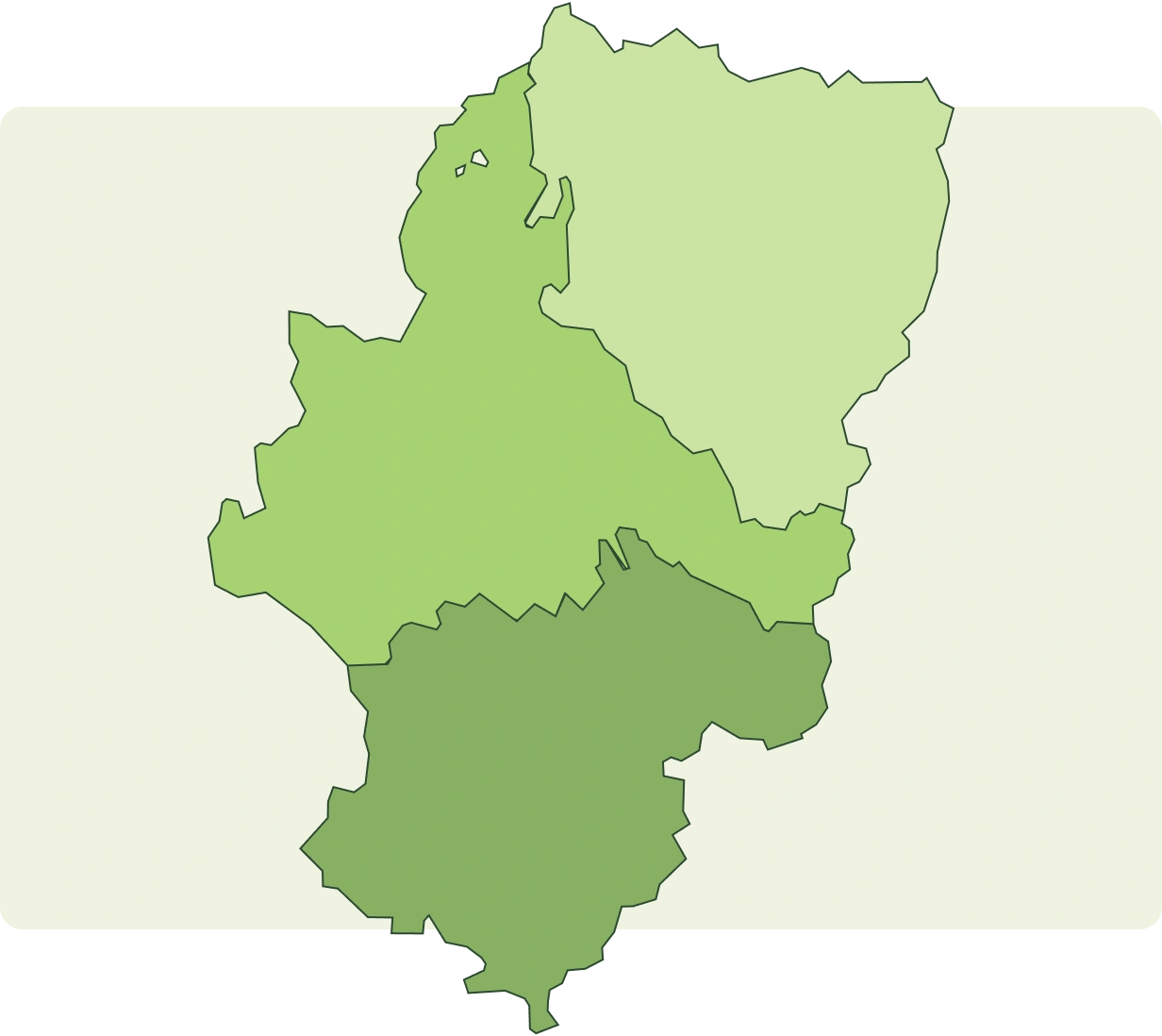 Mapa de Aragón con las provincias de Zaragoza, Huesca y Teruel donde Vatios Verdes realiza certificados energéticos